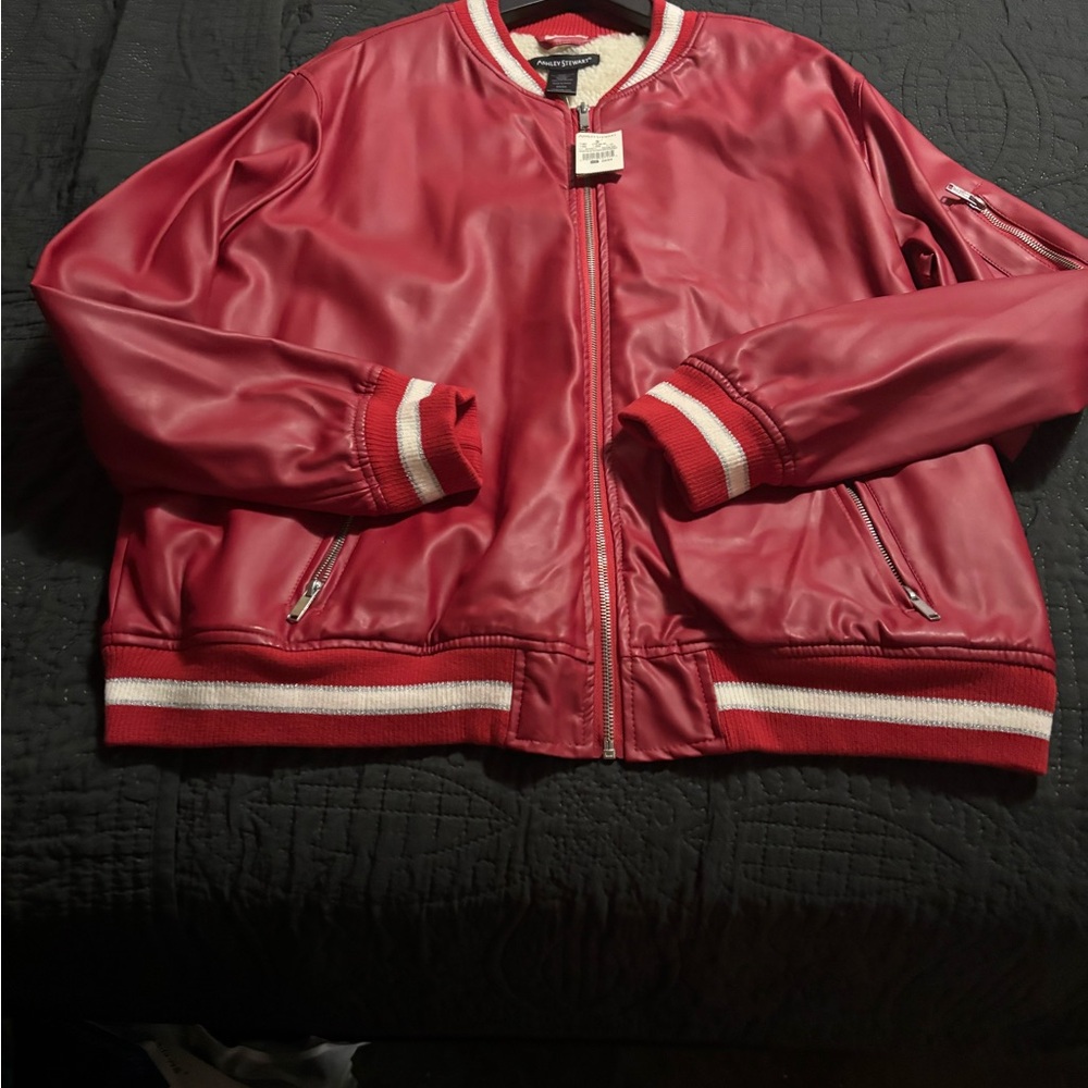Ashley Stewart Women's Bold Red Bomber Jacket